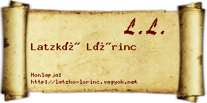 Latzkó Lőrinc névjegykártya