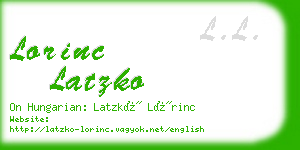 lorinc latzko business card